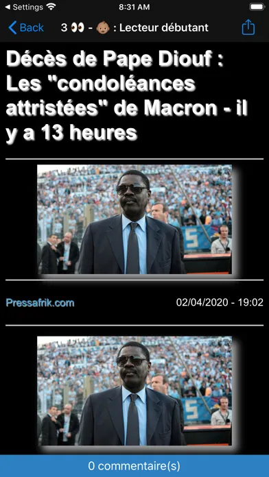 Captures d'écran de Actu Sénégal - Actu Afrique