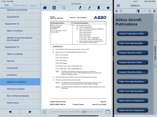 Airbus A220 Flight Deck iPad 應用截圖