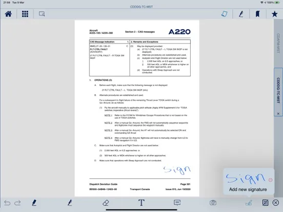Airbus A220 Flight Deck iPad 應用截圖
