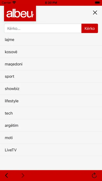 Screenshot di Albeu.com Lajme