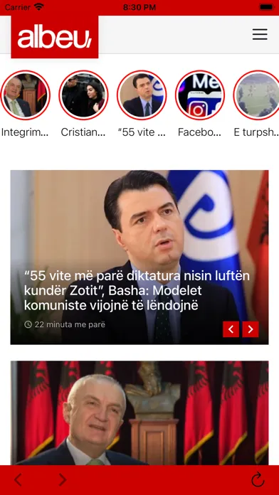 Screenshot di Albeu.com Lajme