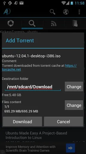 Ảnh chụp màn hình của aDownloader - torrent download