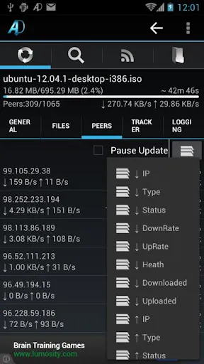 Ảnh chụp màn hình của aDownloader - torrent download