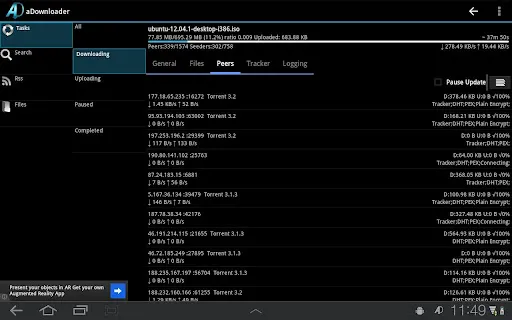 Ảnh chụp màn hình của aDownloader - torrent download