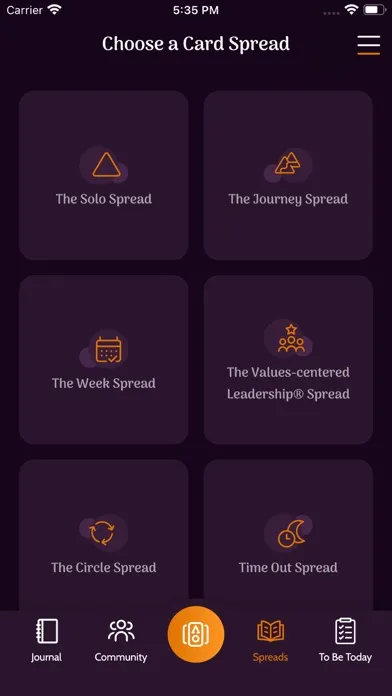 Capturas de tela do Spirit@Work Cards