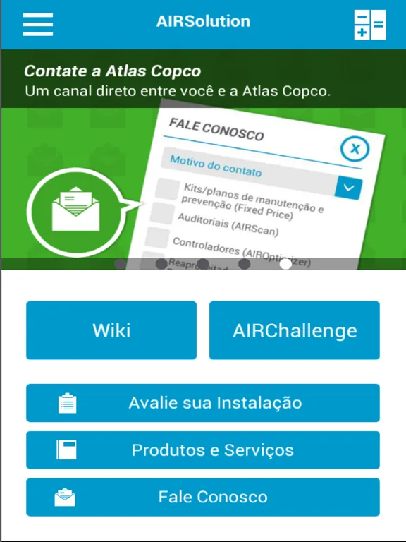 Ảnh chụp màn hình của Atlas Copco AIRSolution iPad 