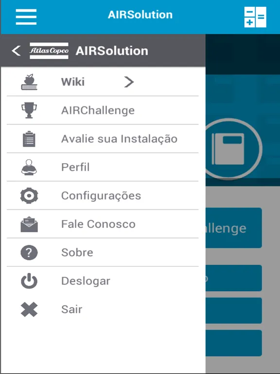 Ảnh chụp màn hình của Atlas Copco AIRSolution iPad 