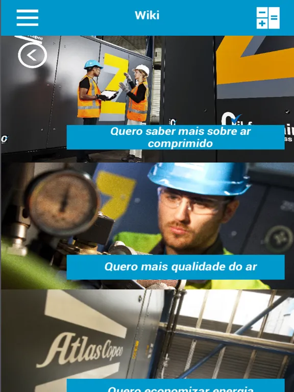 Ảnh chụp màn hình của Atlas Copco AIRSolution iPad 