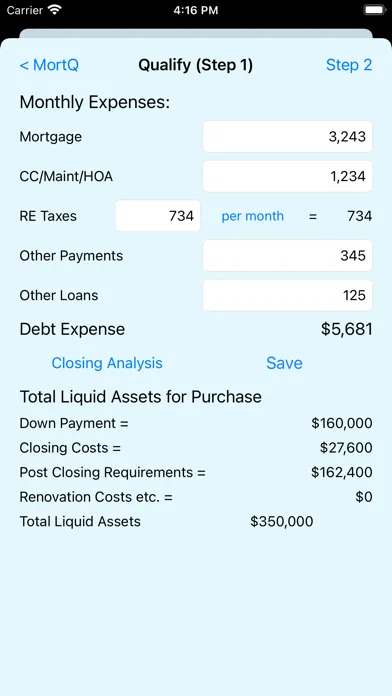 Screenshot di MortQ Mortgage Qualifier