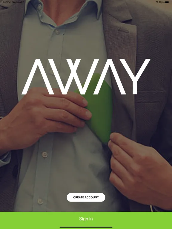 Tangkapan layar AWAY Business iPad 