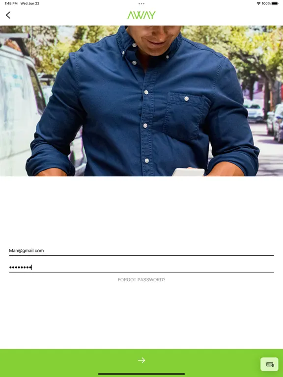 Tangkapan layar AWAY Business iPad 