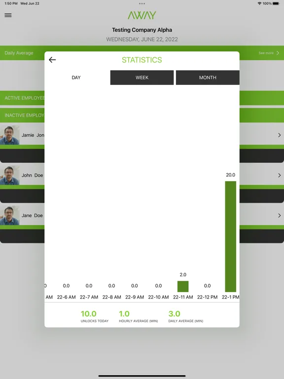 Tangkapan layar AWAY Business iPad 