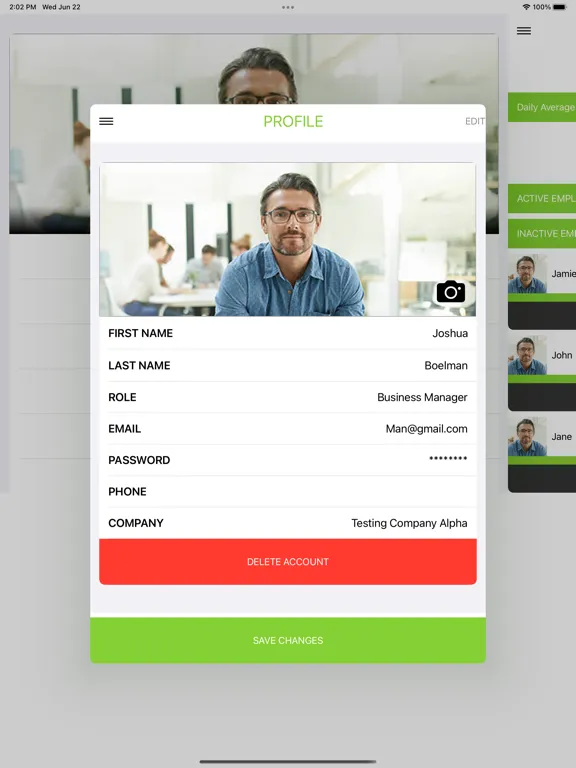 Tangkapan layar AWAY Business iPad 