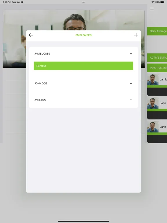 Tangkapan layar AWAY Business iPad 