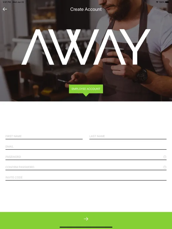 Tangkapan layar AWAY Business iPad 