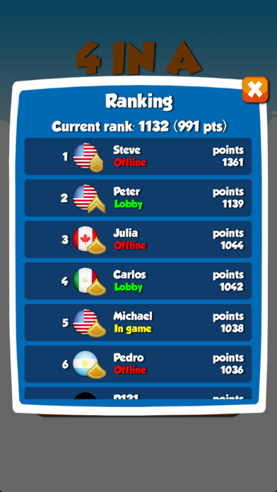 ภาพหน้าจอของ 4 in a Row Multiplayer