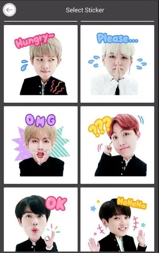 BTS Chat Sticker Editor Screenshots