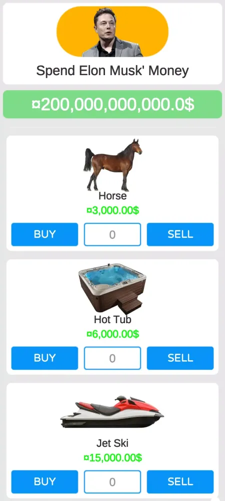 Spend Elon Musk' Money Screenshots