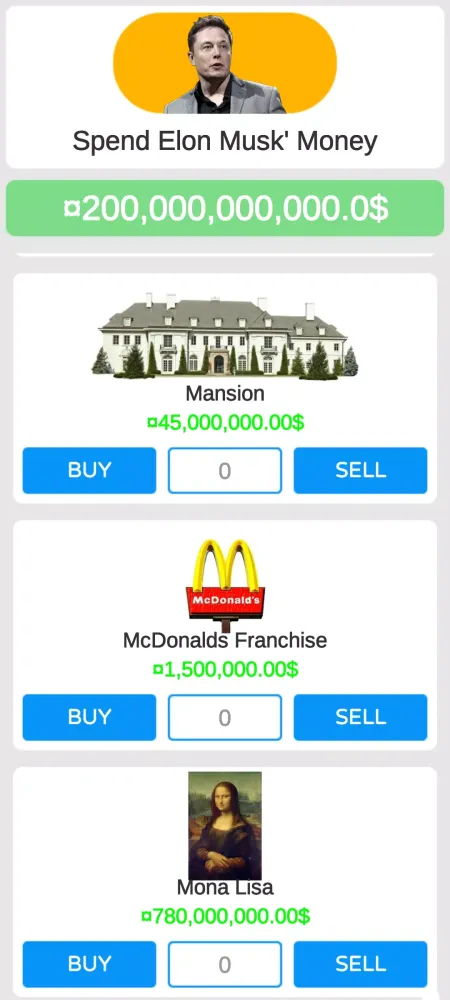 Spend Elon Musk' Money Screenshots