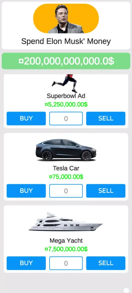 Spend Elon Musk' Money Screenshots