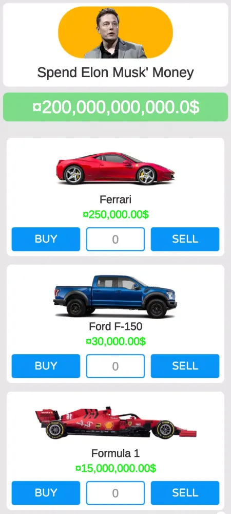 Spend Elon Musk' Money Screenshots