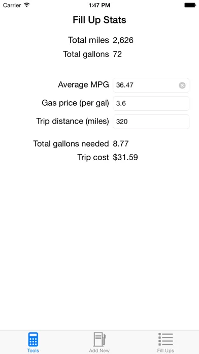 Fill Up Tracker Screenshots