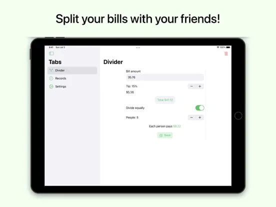 Bill Divider: Split the bill iPad 應用截圖