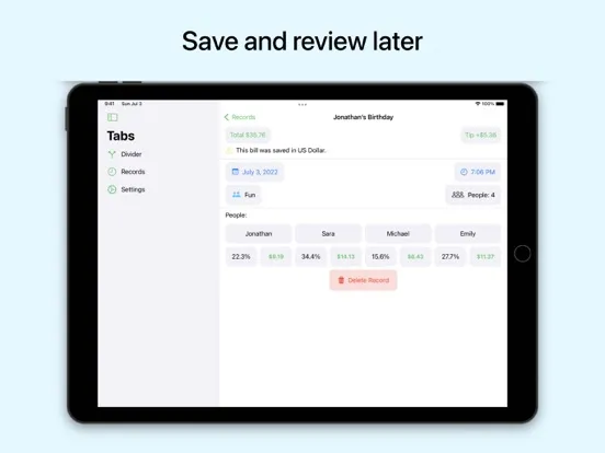 Bill Divider: Split the bill iPad 應用截圖