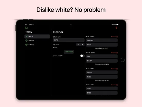 Bill Divider: Split the bill iPad 應用截圖