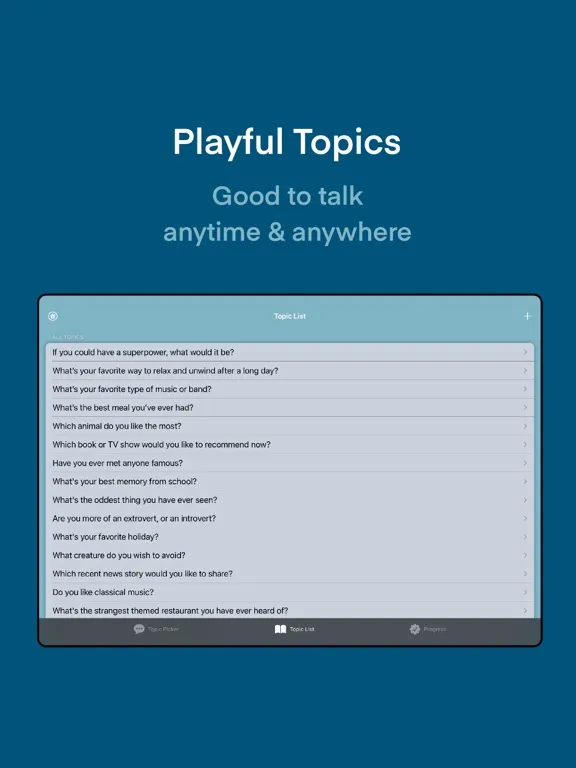 Talk Topic: Let's Talk! iPad 应用截图