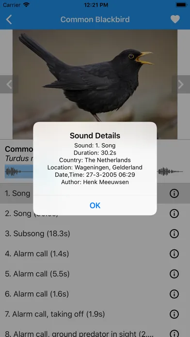 Zrzuty ekranu BirdSounds Europe