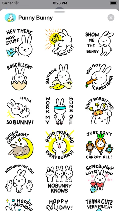 # Punny Bunny Animated Sticker Screenshots