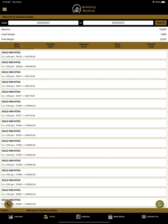 Ảnh chụp màn hình của Bombay Bullion iPad 
