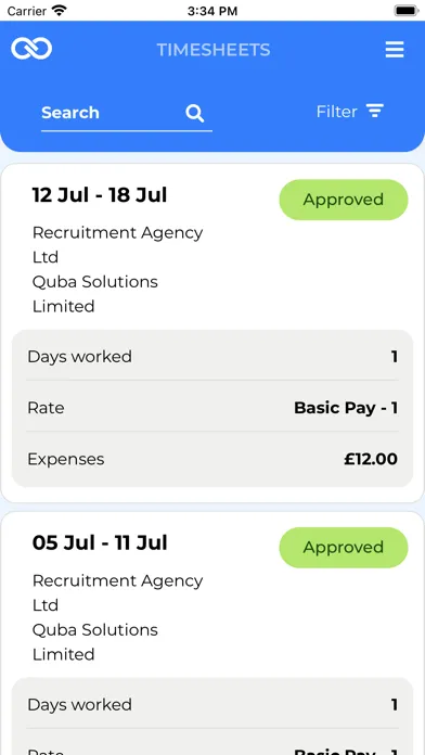 Screenshot di Bond Recruit E-Timesheets