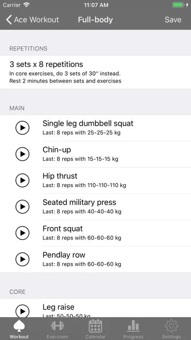Ace Workout應用截圖