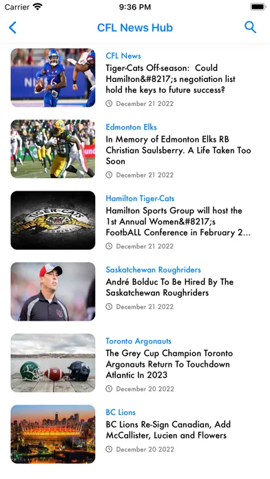 CFL News Hub Screenshots