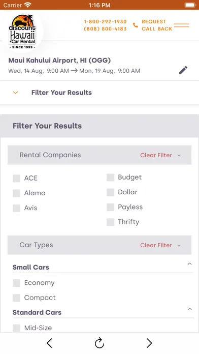 Discount Hawaii Car Rental Screenshots