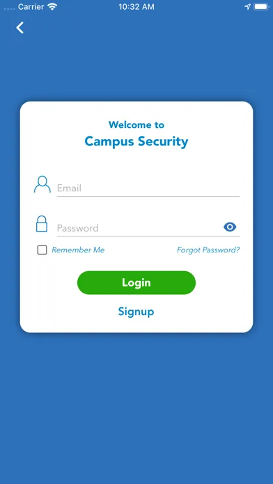 Capturas de tela do Campus Security App