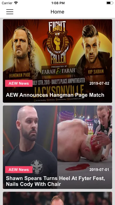 Capturas de pantalla de Pro Wrestling News Hub