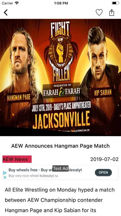Capturas de pantalla de Pro Wrestling News Hub
