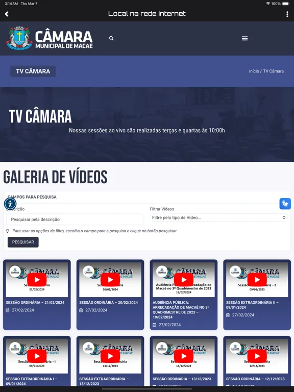 TV Câmara Macaé iPad  Screenshots