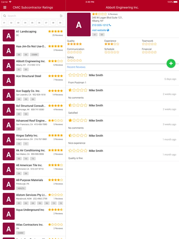 CMiC Subcontractor Rating iPad  سکرین شاٹس