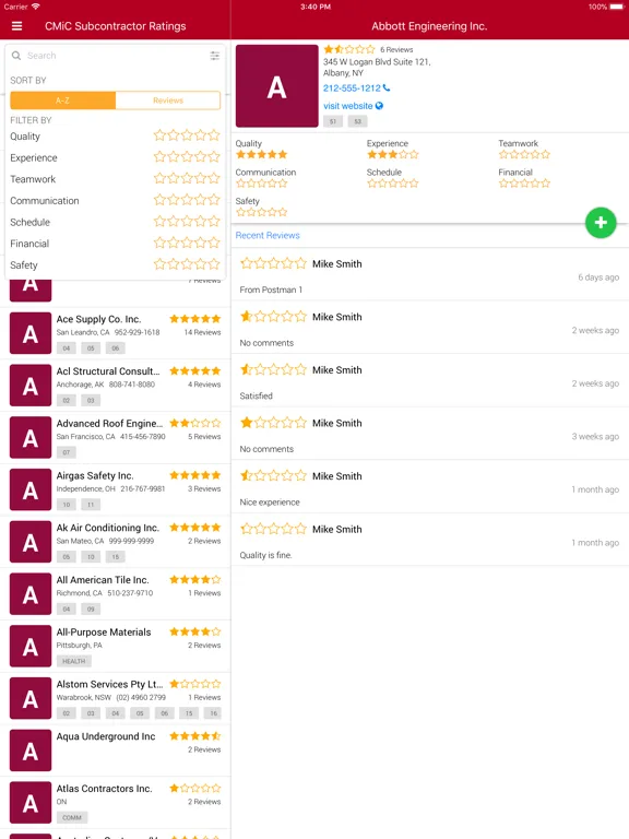 CMiC Subcontractor Rating iPad  سکرین شاٹس