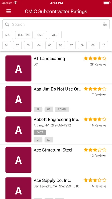 CMiC Subcontractor Rating سکرین شاٹس