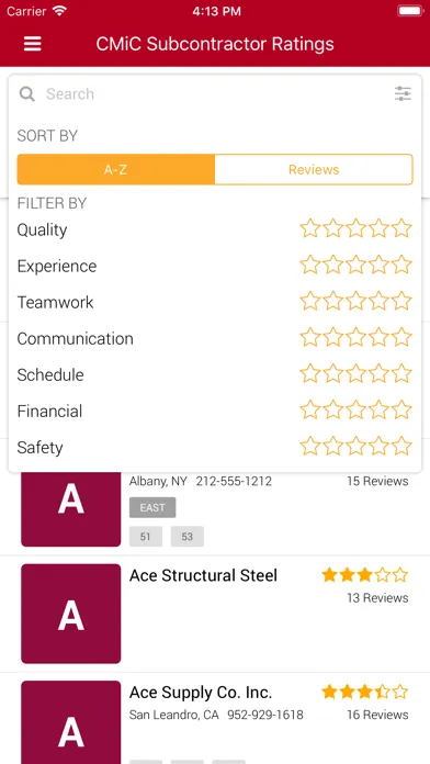 CMiC Subcontractor Rating سکرین شاٹس