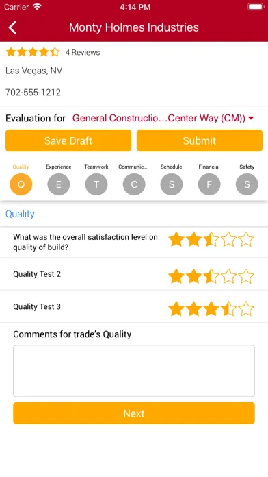 CMiC Subcontractor Rating سکرین شاٹس
