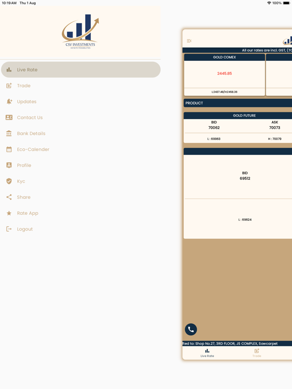 Ảnh chụp màn hình của CSV BULLION iPad 