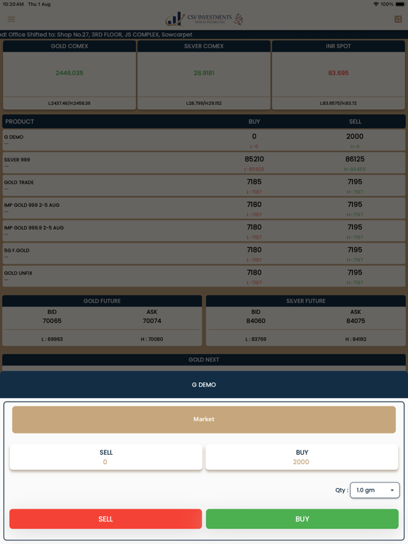 Ảnh chụp màn hình của CSV BULLION iPad 
