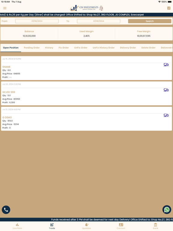 Ảnh chụp màn hình của CSV BULLION iPad 