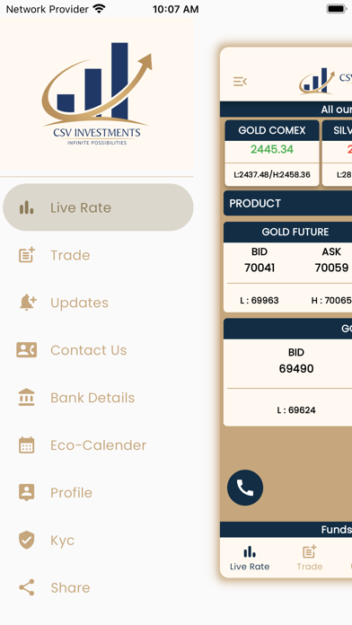Ảnh chụp màn hình của CSV BULLION